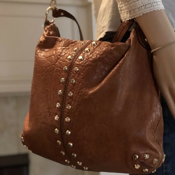 MICHAEL KORS~ASTOR~GOLD STUDDED PEBBLED LEATHER - Picture 3 of 8